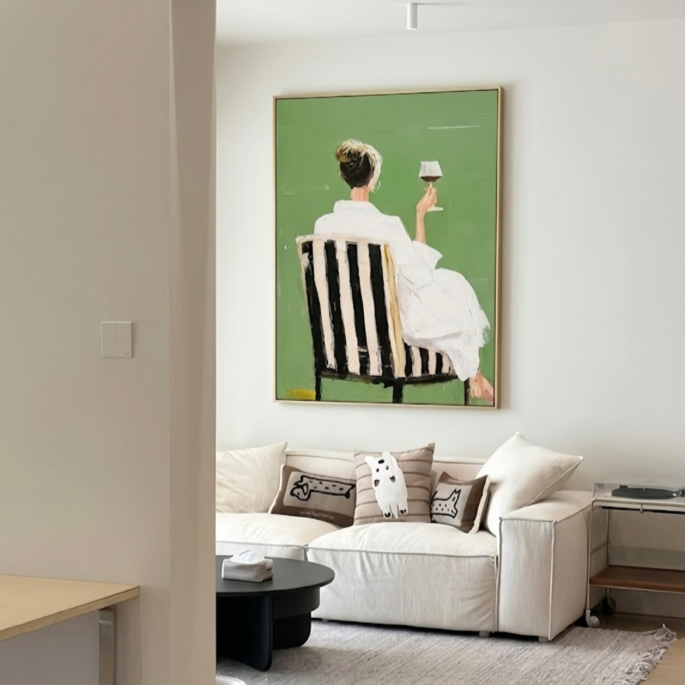 Sage Green & White Fashion Portrait Painting KS0162 - Viral Wall Art